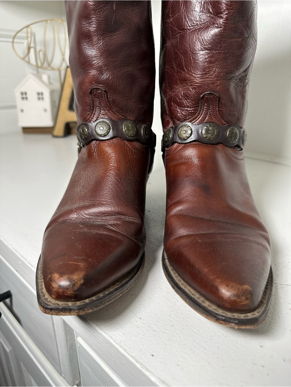 Acme Cowboy Boots Womens 10 Brown Harness Western Vintage Biker Cowgirl USA - Picture 4 of 9